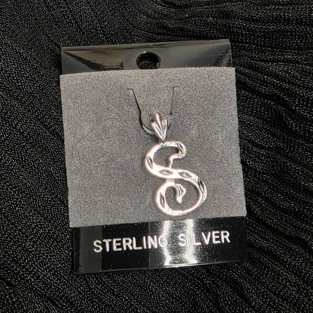 Sterling Silver Letter S Pendant Initial Charm Script Monogram Necklace Charm